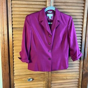 Talbots Petites Size 6 Pure Silk Jacket Blazer 3/4 length sleeves